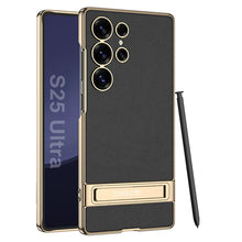 Load image into Gallery viewer, Triumph Electroplating Leather Golden Stand Case - Galaxy S25 Ultra
