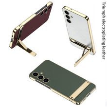 Load image into Gallery viewer, Triumph Electroplating Leather Golden Stand Case For Galaxy S25