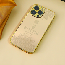 Load image into Gallery viewer, iPhone 15 Series Diamonds Studded Royal Gold Protective Case