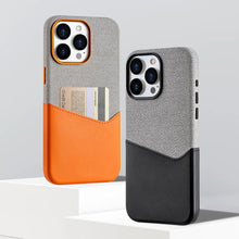 Load image into Gallery viewer, Leather MagSafe Dual Tone Card Holder Case for iPhone Series