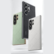 Load image into Gallery viewer, Luxury Plain Leather + Camera Lens Protector Case - Galaxy S25 Series