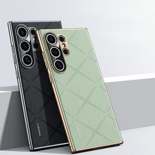 Load image into Gallery viewer, Luxury Plain Leather + Camera Lens Protector Case - Galaxy S25 Series