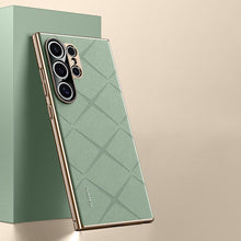 Load image into Gallery viewer, Luxury Plain Leather + Camera Lens Protector Case - Galaxy S25 Series