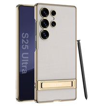 Load image into Gallery viewer, Triumph Electroplating Leather Golden Stand Case - Galaxy S25 Ultra