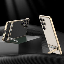 Load image into Gallery viewer, Triumph Electroplating Leather Golden Stand Case - Galaxy S25 Ultra