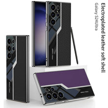 Load image into Gallery viewer, Classic Plain Leather Electroplated Case for Galaxy S24 Ultra