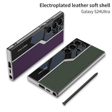 Load image into Gallery viewer, Classic Plain Leather Electroplated Case for Galaxy S24 Ultra