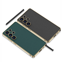 Load image into Gallery viewer, Luxury Leather Golden Boarder Case For Galaxy S25 Ultra
