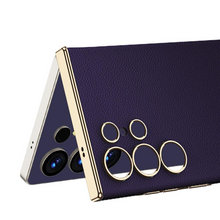 Load image into Gallery viewer, Golden Plating Leather Phone Case- Samsung
