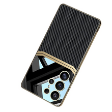 Load image into Gallery viewer, Royal Gold Plated Leather Carbon Fiber Case- Samsung