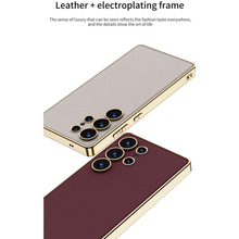 Load image into Gallery viewer, Luxury Leather Golden Boarder Case For Galaxy S25 Ultra