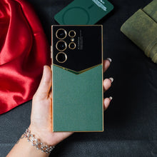 Load image into Gallery viewer, Royal Gold Plated Luxury Leather Case For Galaxy S23 Ultra