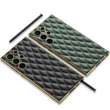 Load image into Gallery viewer, Electroplated Rhombus Pattern Leather Phone Case for Samsung Galaxy S23 Ultra