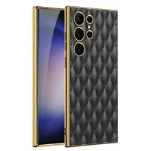 Load image into Gallery viewer, Electroplated Rhombus Pattern Leather Phone Case for Samsung Galaxy S23 Ultra