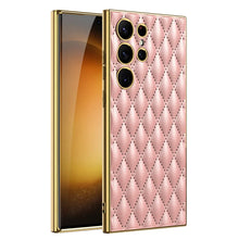 Load image into Gallery viewer, Electroplated Rhombus Pattern Leather Phone Case for Samsung Galaxy S23 Ultra