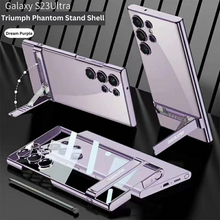 Load image into Gallery viewer, Ultra Clear Hybrid Transparent Side Stand Case For Galaxy S23 Ultra