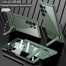 Load image into Gallery viewer, Ultra Clear Hybrid Transparent Side Stand Case For Galaxy S23 Ultra