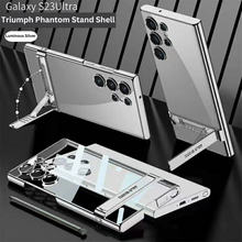 Load image into Gallery viewer, Ultra Clear Hybrid Transparent Side Stand Case For Galaxy S23 Ultra