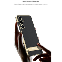 Load image into Gallery viewer, Triumph Electroplating Leather Golden Stand Case For Galaxy S25