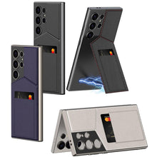 Load image into Gallery viewer, Ultra Thin Leather Card Holder and Magnetic Bracket With Kickstand Case for Galaxy S24 Ultra