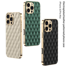 Load image into Gallery viewer, Electroplated Rhombus Pattern Leather Phone Case- iPhone