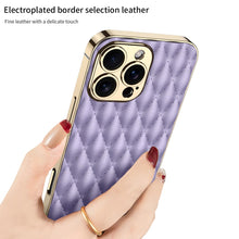 Load image into Gallery viewer, Electroplated Rhombus Pattern Leather Phone Case- iPhone