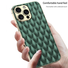 Load image into Gallery viewer, Electroplated Rhombus Pattern Leather Phone Case- iPhone