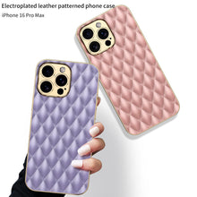 Load image into Gallery viewer, Electroplated Rhombus Pattern Leather Phone Case- iPhone