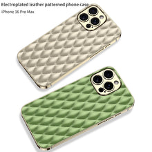 Load image into Gallery viewer, Electroplated Rhombus Pattern Leather Phone Case- iPhone