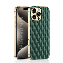 Load image into Gallery viewer, Electroplated Rhombus Pattern Leather Phone Case- iPhone
