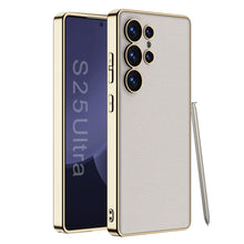 Load image into Gallery viewer, Luxury Leather Golden Boarder Case For Galaxy S25 Ultra