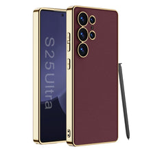 Load image into Gallery viewer, Luxury Leather Golden Boarder Case For Galaxy S25 Ultra