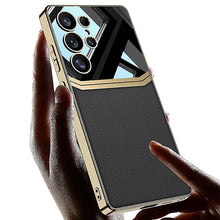 Load image into Gallery viewer, Royal Gold Plated Leather Carbon Fiber Case- Samsung