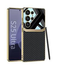 Load image into Gallery viewer, Royal Gold Plated Leather Carbon Fiber Case- Samsung