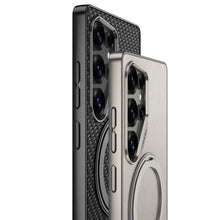 Load image into Gallery viewer, Galaxy S25 Ultra Matte Leather Grip MagSafe Kickstand Case