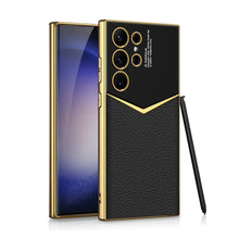 Load image into Gallery viewer, Royal Gold Plated Luxury Leather Case For S24 Ultra