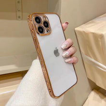 Load image into Gallery viewer, iPhone Series Electroplating Boarder Designed Transparent Glitter Case