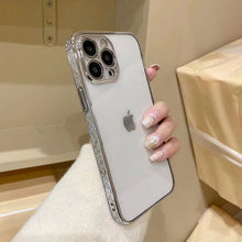 Load image into Gallery viewer, iPhone Series Electroplating Boarder Designed Transparent Glitter Case
