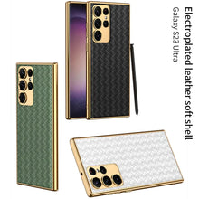 Load image into Gallery viewer, Premium Leather Case With Gold Electroplating For Galaxy S24 Ultra