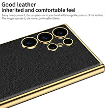 Load image into Gallery viewer, Luxury Leather Golden Camera Case For Galaxy S24 Ultra