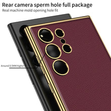 Load image into Gallery viewer, Luxury Leather Golden Camera Case For Galaxy S24 Ultra