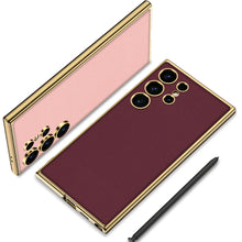 Load image into Gallery viewer, Luxury Leather Golden Camera Case For Galaxy S24 Ultra
