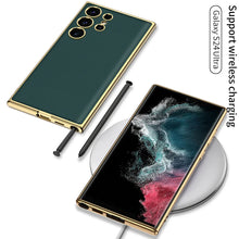 Load image into Gallery viewer, Luxury Leather Golden Camera Case For Galaxy S24 Ultra