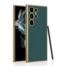 Load image into Gallery viewer, Luxury Leather Golden Camera Case For Galaxy S24 Ultra