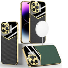Load image into Gallery viewer, Royal Gold Plated Premium Luxury Leather Case For I-Phone Series