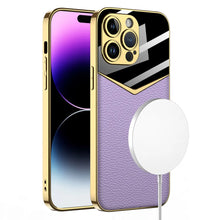 Load image into Gallery viewer, Royal Gold Plated Premium Luxury Leather Case For I-Phone Series