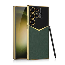 Load image into Gallery viewer, Royal Gold Plated Luxury Leather Case For Galaxy S23 Ultra