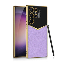 Load image into Gallery viewer, Royal Gold Plated Luxury Leather Case For Galaxy S23 Ultra