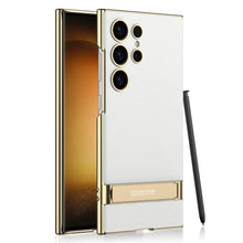 Load image into Gallery viewer, Triumph Electroplating Leather Golden Stand Case For Galaxy S24 Ultra