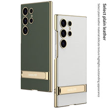Load image into Gallery viewer, Triumph Electroplating Leather Golden Stand Case For Galaxy S24 Ultra